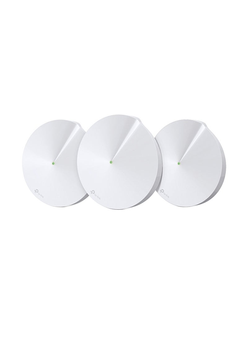 Deco M9 Plus (3-Pack) AC2200 Tri-Band Whole Home Mesh WiFi System, Coverage for 4-6+ Bedroom Houses, 100 Devices Connectivity, Built-in Antivirus, Smart Hub, Tri-Band Dynamic Backhaul, Parental Controls, Works with Alexa White