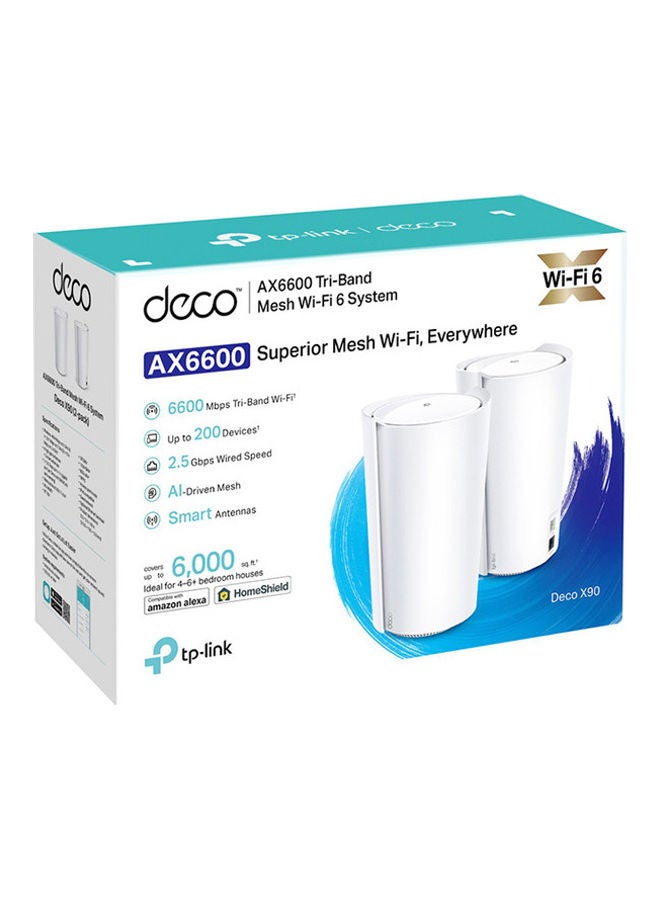 Deco Tri-Band WiFi 6 Mesh System(Deco X90) 2-Pack white