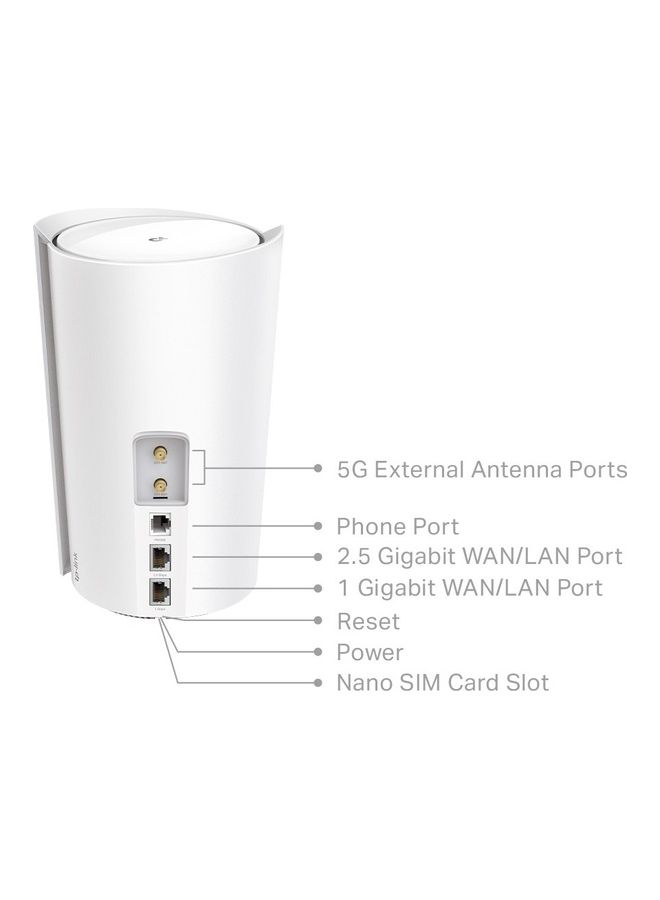 5G AX6000 Whole Home WiFi6 Gateway, built-in 5G+ modem, Wi-Fi 6, VoLTE, Mesh tech, 2.5G Internet Port, Connect up to 200 Devices, HomeShield Security, Works with Alexa (Deco X80-5G) White