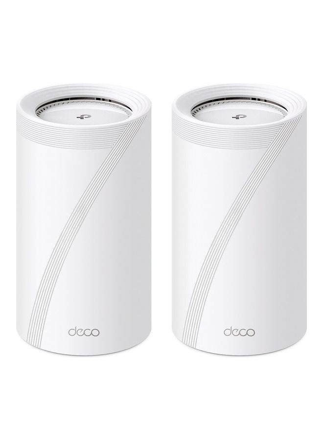 Tri-Band WiFi 7 BE19000  Whole Home Mesh System (Deco BE85) | 12-Stream 22 Gbps | 2× 10G + 2× 2.5G Ports Wired Backhaul, 8× High-Gain Antennas | VPN, AI-Roaming, 4×4 MU-MIMO, HomeShield (2-Pack) White