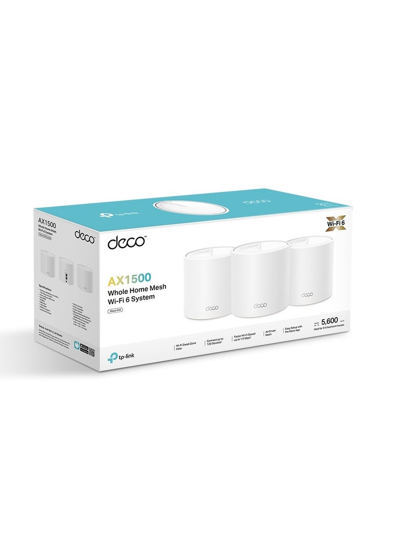 Deco X10 AX1500 Whole Home Mesh Wi-Fi 6 System  (3-Pack) White