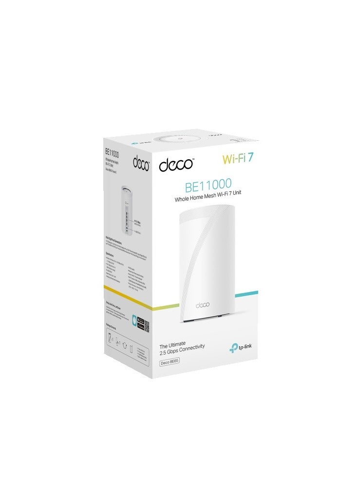 Deco Be65 BE9300 Whole Home Mesh Wi-Fi 7 System (1-Pack) White White