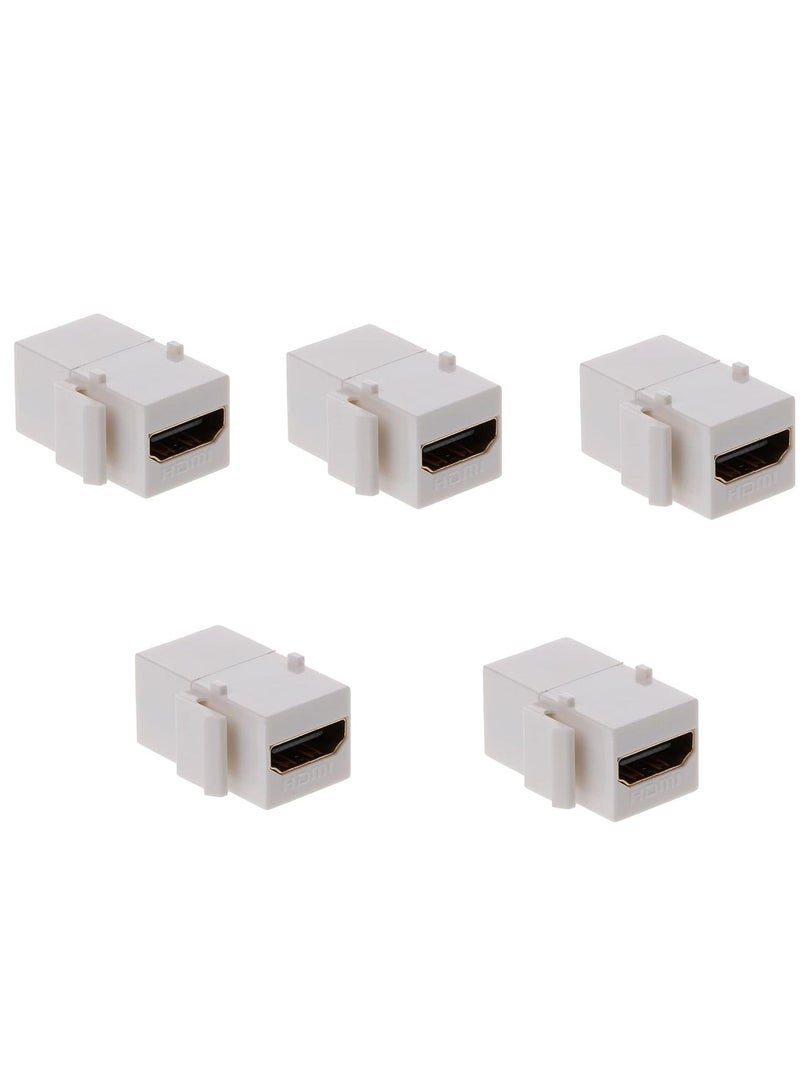 5-Pack HDMI Female Coupler Insert Snap-in Connector Socket Adapter Port for Wall Plate.