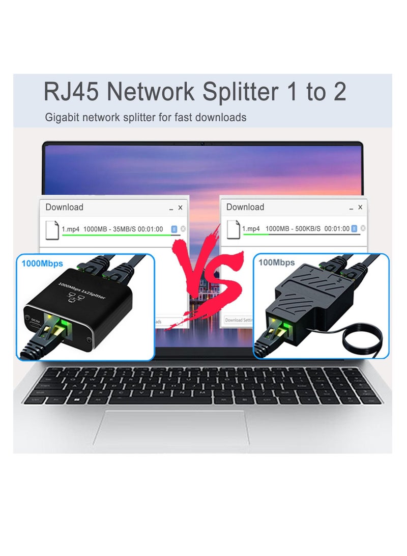 RJ45 Network Splitter Adapter, Ethernet Cable Splitter, 1 to 3 Internet Splitter 1000Mbps High Speed LAN Network Splitter, 3 Devices Simultaneous Networking, for Cat5/5e/6/7/8