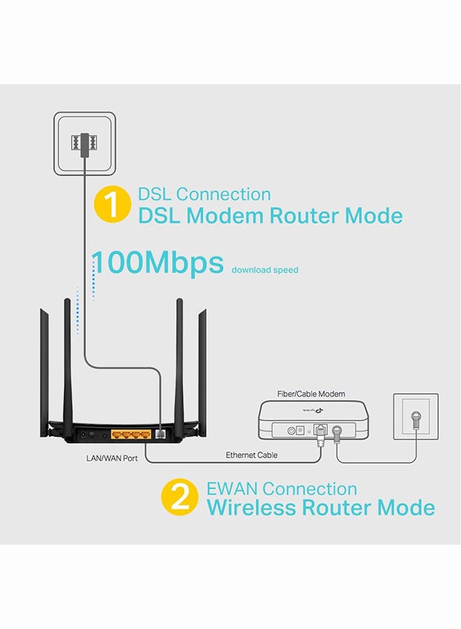 Archer VR300 AC1200 Wireless VDSL/ADSL Modem Router Black