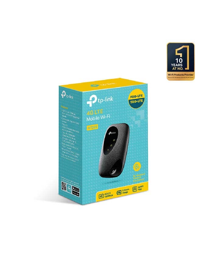 M7200 4G LTE 150MBPS Mobile Wi-Fi Hot Spot, Plug And Play, Connects Up To 10 Devices, 2000mAh Battery, Compatible With All SIM Cards, Manage tpMiFi App Black