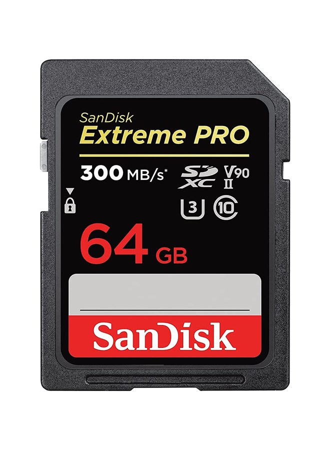 Extreme PRO SDXC Memory Card up to 300MB/s, UHS-II, Class 10, U3, V90 64 GB SDSDXDK-064G-GN4IN 64 GB