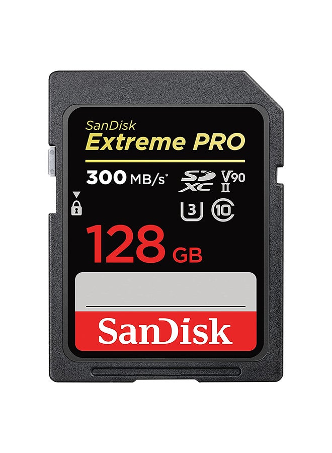 128GB Extreme PRO SDXC Memory Card up to 300MB/s, UHS II, Class 10, U3, V90, Black, SDSDXDK 128G GN4IN, SanDisk Extreme PRO SD UHS lI Card 128 GB