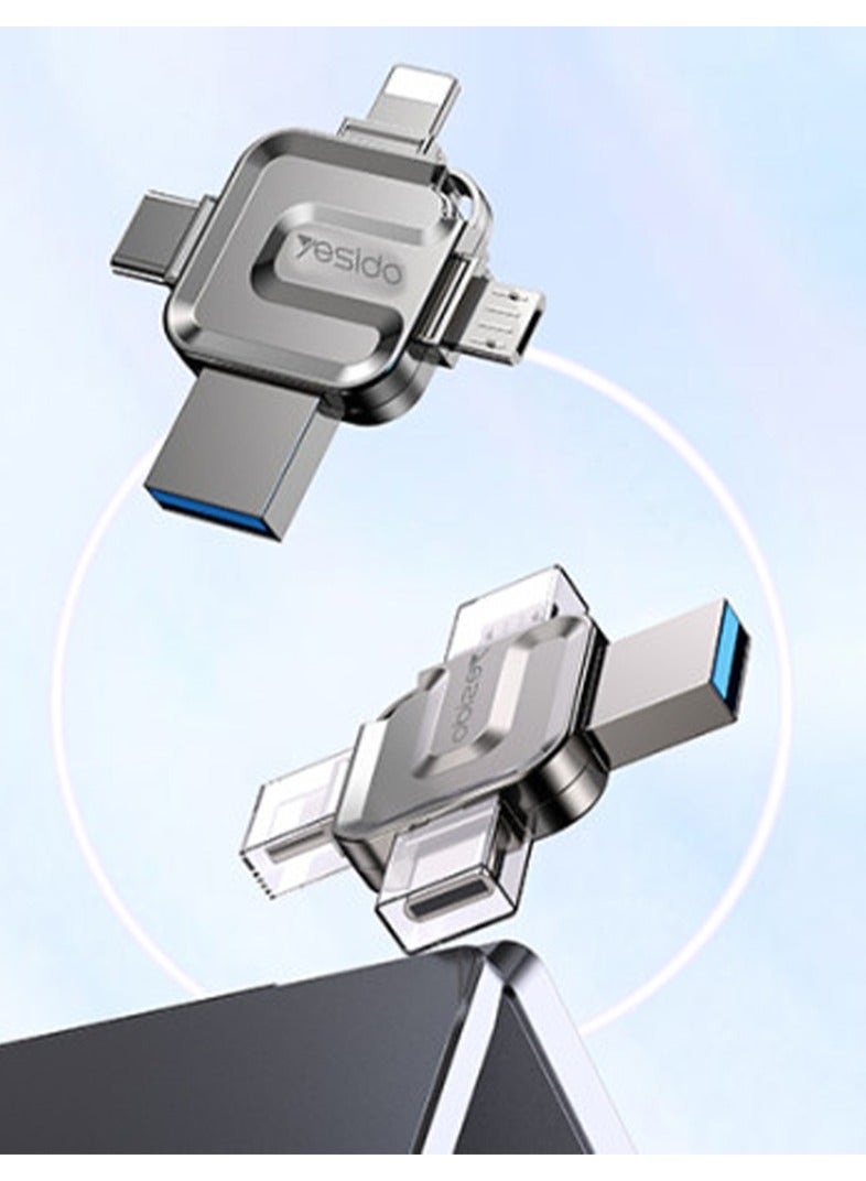 4 in 1 64 GB USB Flash Drive, Lightning, Mirco USB, Type-C