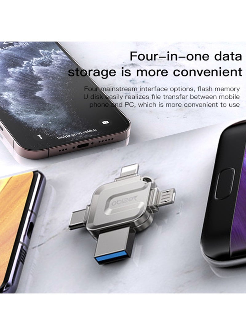 4 in 1 256 USB Flash Drive, Lightning, Mirco USB, Type-C