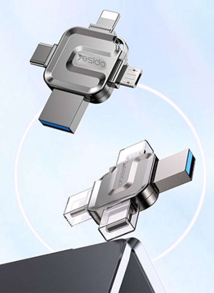 4 in 1 256 USB Flash Drive, Lightning, Mirco USB, Type-C