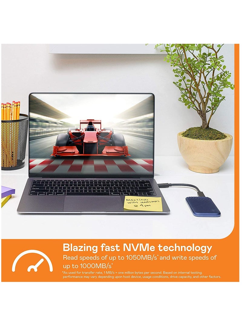 My Passport SSD - Portable SSD, up to 1050MB/s Read and 1000MB/s Write Speeds, USB 3.2 Gen 2 - 500 GB