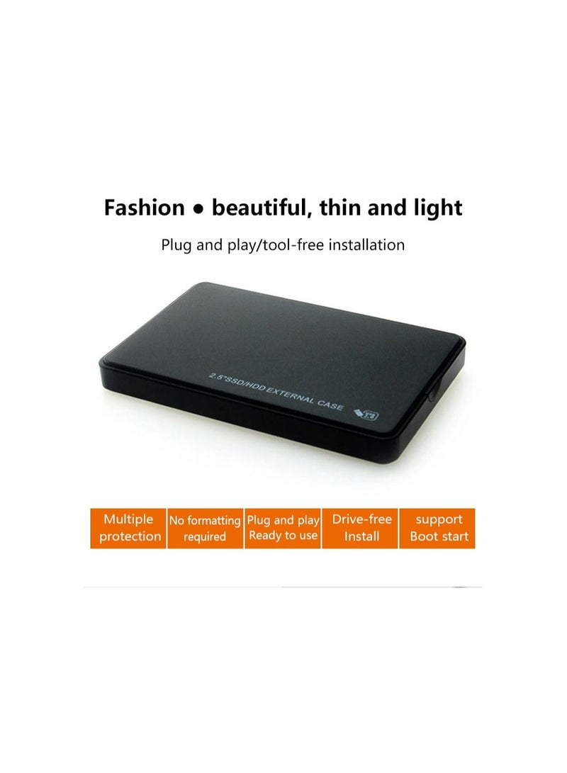 Enclosure Portable Mobile Hard Drive Cases for SSD External Storage With USB3.0/2.0 Cable ABS