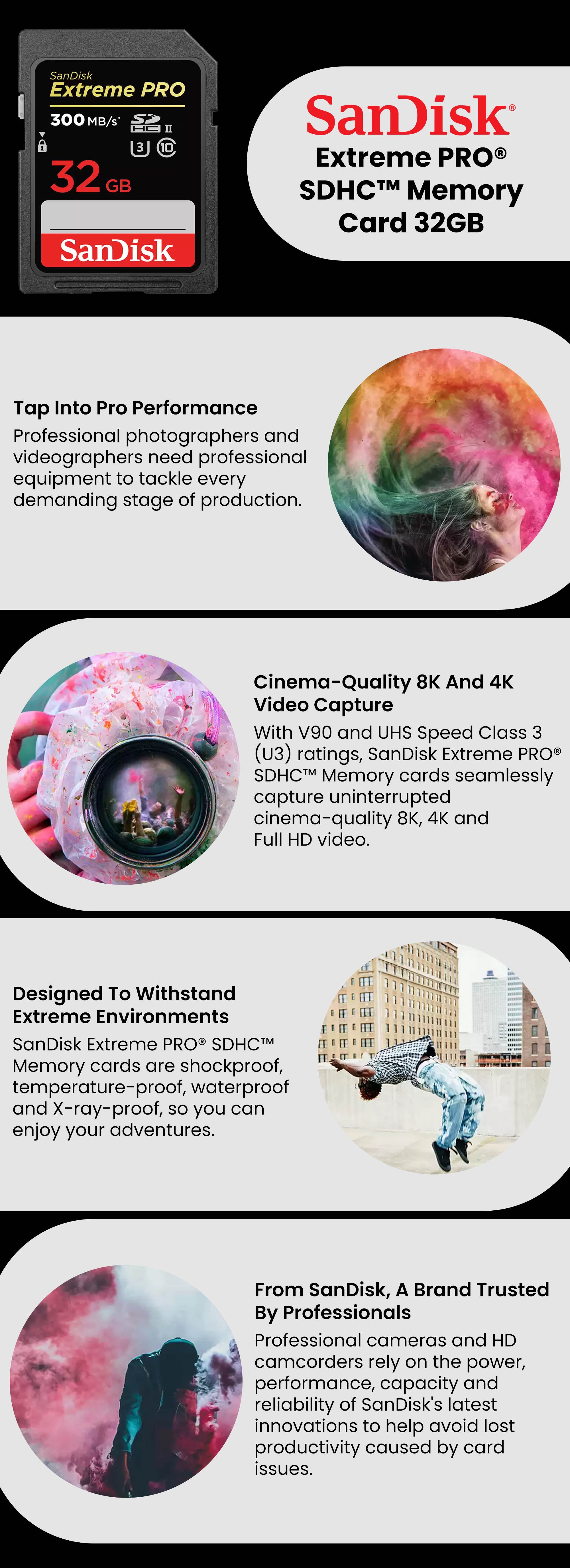 Extreme PRO Upto 300MB/s UHS-II Class 10 U3 SDHC Memory Card 32 GB SDSDXPK-032G-GN4IN 32 GB