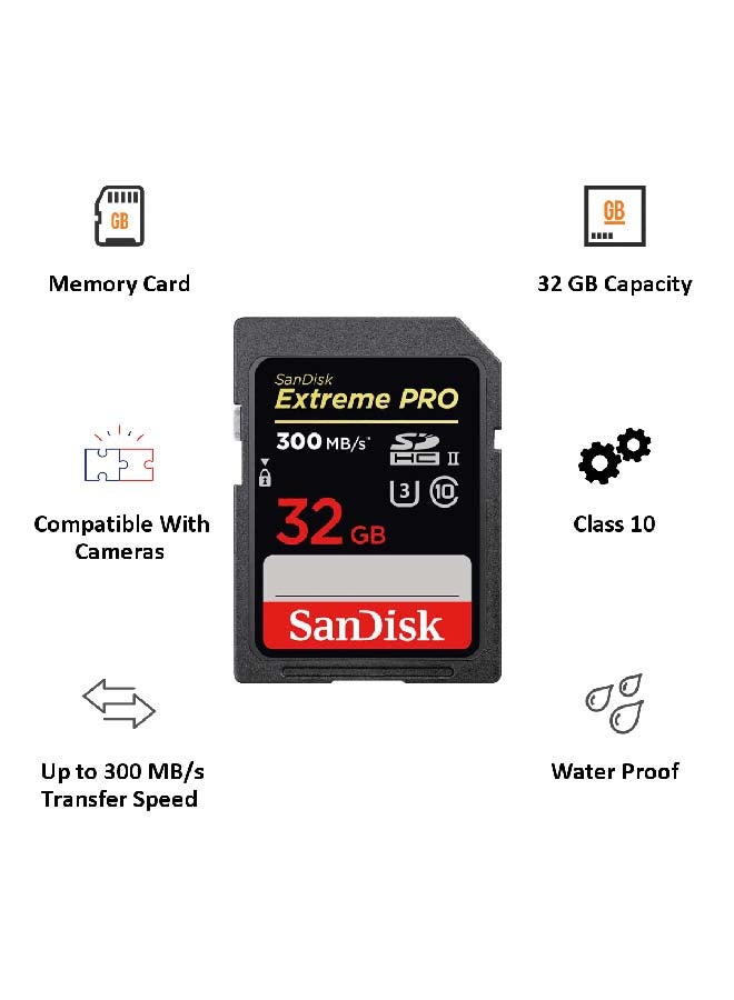 Extreme PRO Upto 300MB/s UHS-II Class 10 U3 SDHC Memory Card 32 GB SDSDXPK-032G-GN4IN 32 GB