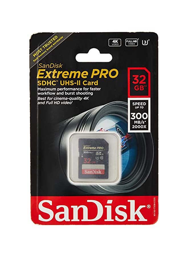 Extreme PRO Upto 300MB/s UHS-II Class 10 U3 SDHC Memory Card 32 GB SDSDXPK-032G-GN4IN 32 GB