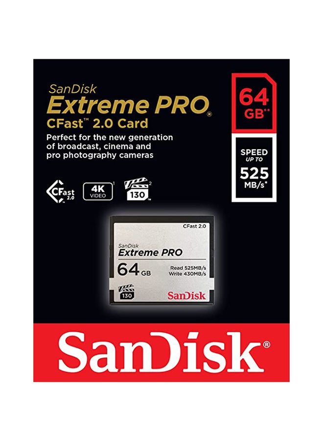 Extreme PRO CFAST 2.0 Card – Speed Up To 525MB/s - 64 GB