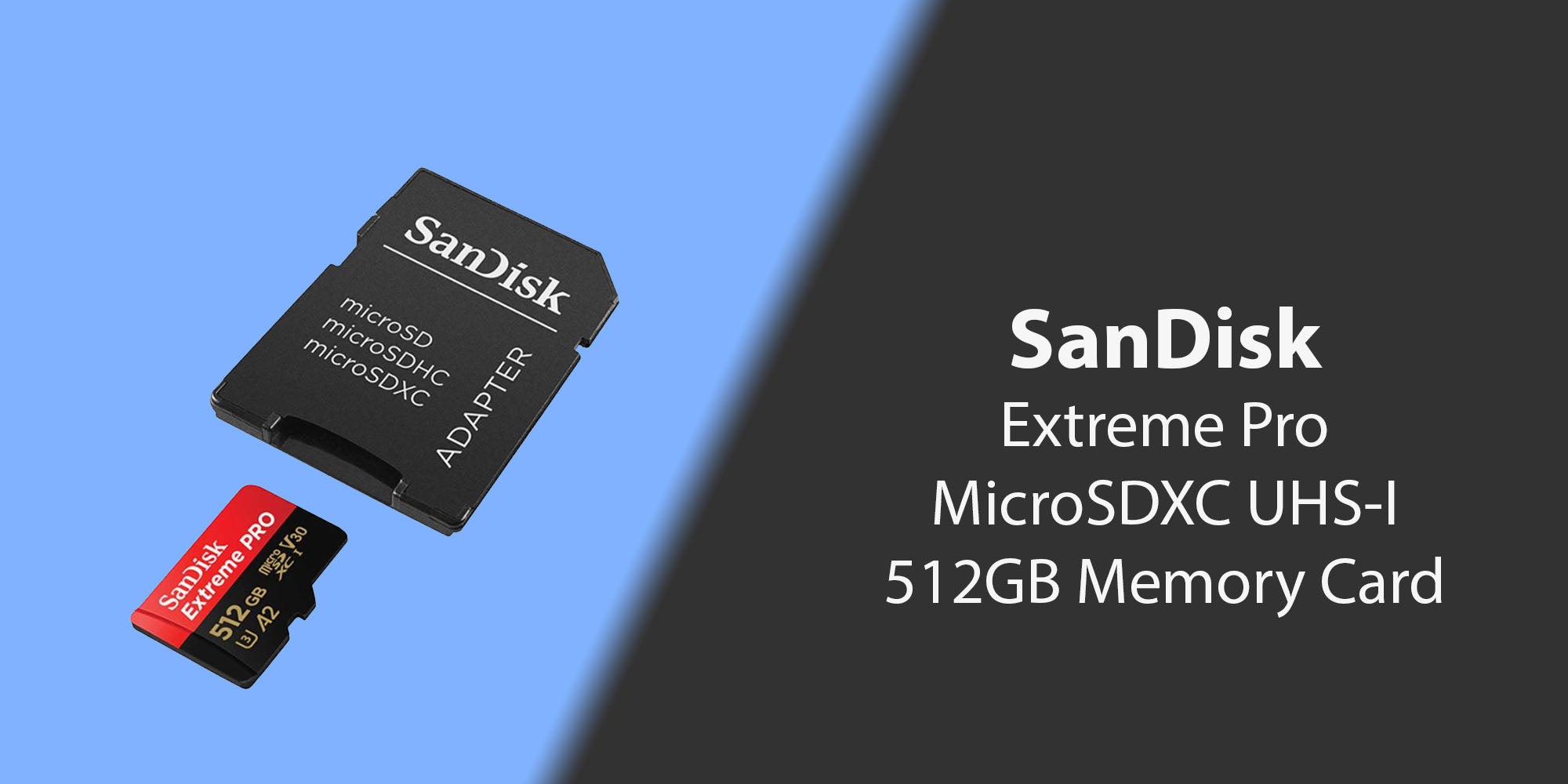 Extreme PRO microSDXC + SD Adapter + RescuePRO Deluxe 170MB/s A2 C10 V30 UHS-I U3/ 512 GB