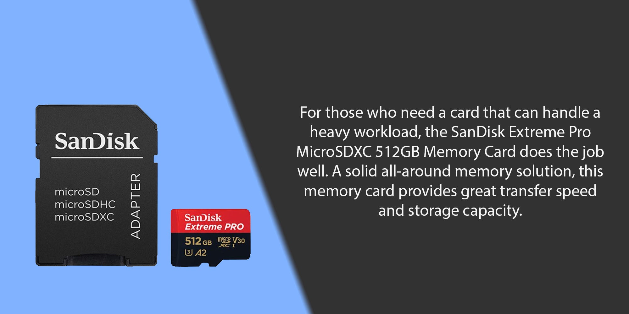 Extreme PRO microSDXC + SD Adapter + RescuePRO Deluxe 170MB/s A2 C10 V30 UHS-I U3/ 512 GB