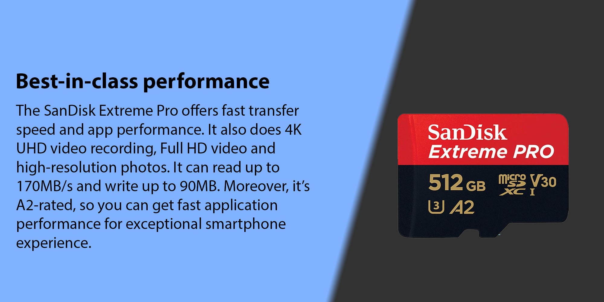 Extreme PRO microSDXC + SD Adapter + RescuePRO Deluxe 170MB/s A2 C10 V30 UHS-I U3/ 512 GB