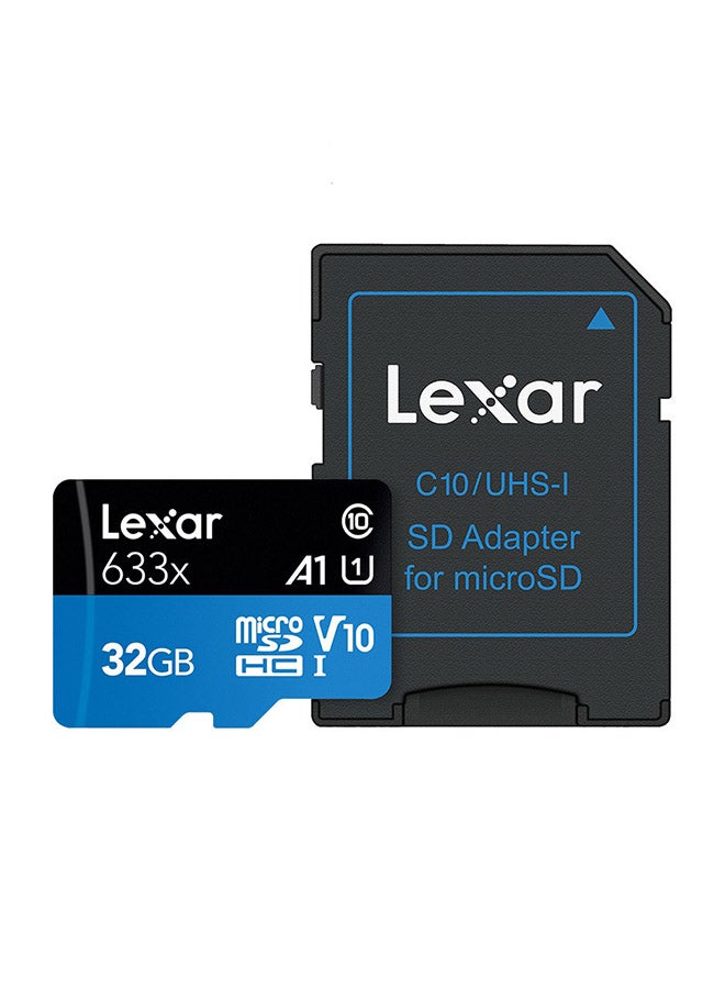 Micro SD HC Class10 Memory Card With SD Adapter Blue/Black