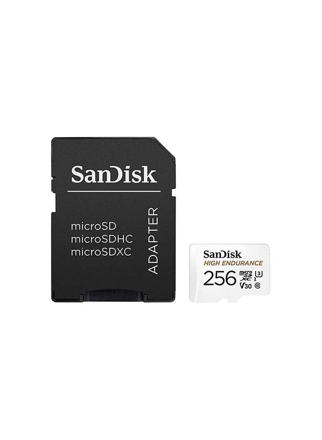 High Endurance microSDXC + SD Adapter - for dash cams & home monitoring, up to 20,000 Hours, Full HD / 4K videos, up to 100/40 MB/s Read/Write speeds, C10, U3, V30 256.0 GB