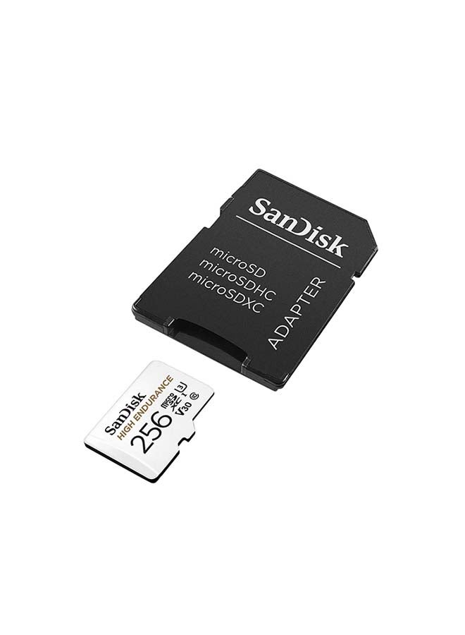 High Endurance microSDXC + SD Adapter - for dash cams & home monitoring, up to 20,000 Hours, Full HD / 4K videos, up to 100/40 MB/s Read/Write speeds, C10, U3, V30 256.0 GB