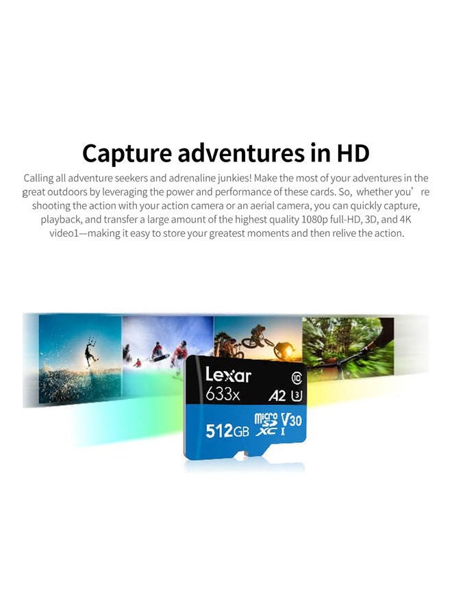 Lexar 633x 512GB TF Card High-performance Micro SD Card Class10 U3 A2 V30 High Speed TF Card For Phone Camera Dashcam 512 GB