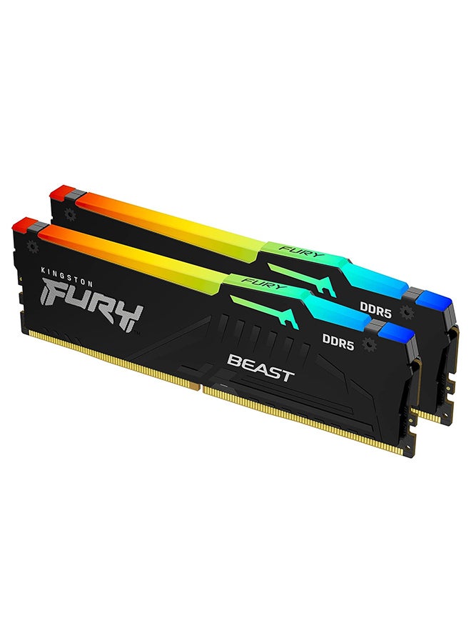 Fury Beast 64GB (2x32 GB Kit) DDR5 Desktop Memory, 5200MT/s, CL40 DIMM Cas Latency, Intel XMP 3.0, Infrared Sync Technology, Overclocking Stability, KF552C40BBAK2-64 64 GB