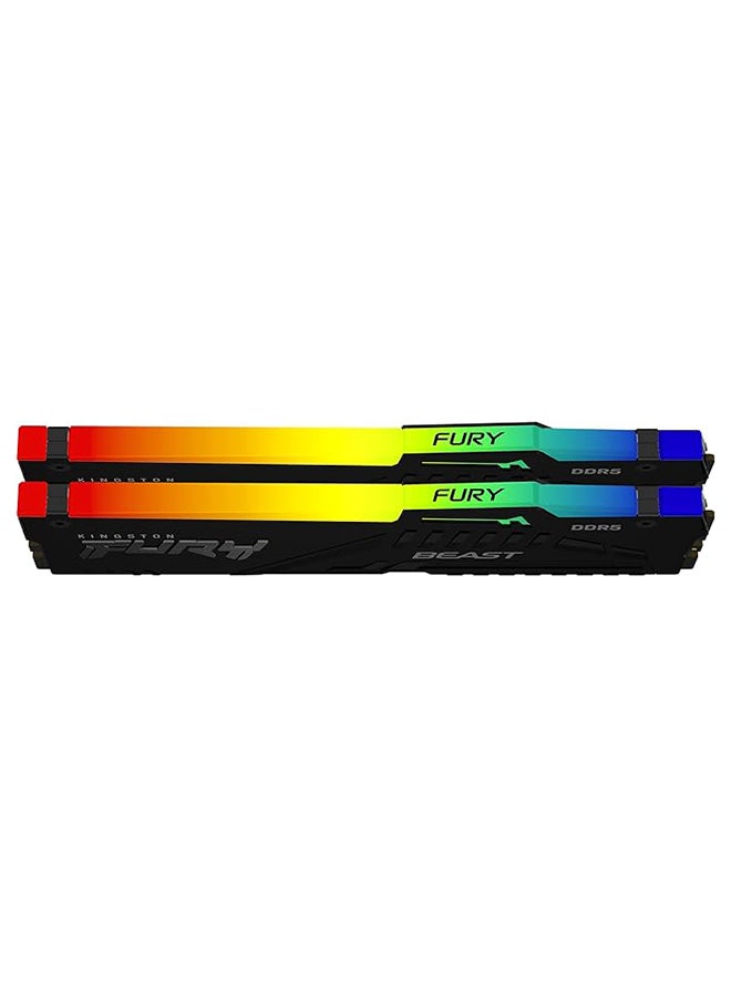 Fury Beast RGB 16GB DDR5 (2x 8GB) Desktop Memory, 5600MHz Speed, CL40 Cas Latency, 1.35V Voltage, 288 Pin, Dual Channel Kit, Non-ECC Unbuffered DIMM, Black | KF556C40BBAK2-16 16 GB