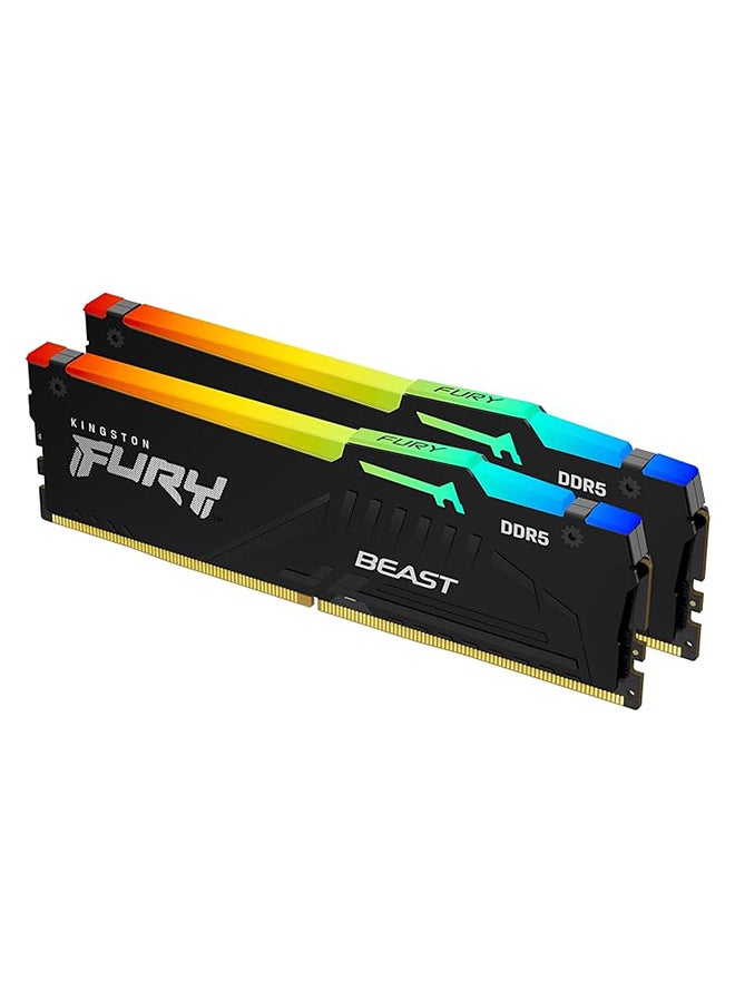 Fury Beast RGB 16GB DDR5 (2x 8GB) Desktop Memory, 5600MHz Speed, CL40 Cas Latency, 1.35V Voltage, 288 Pin, Dual Channel Kit, Non-ECC Unbuffered DIMM, Black | KF556C40BBAK2-16 16 GB