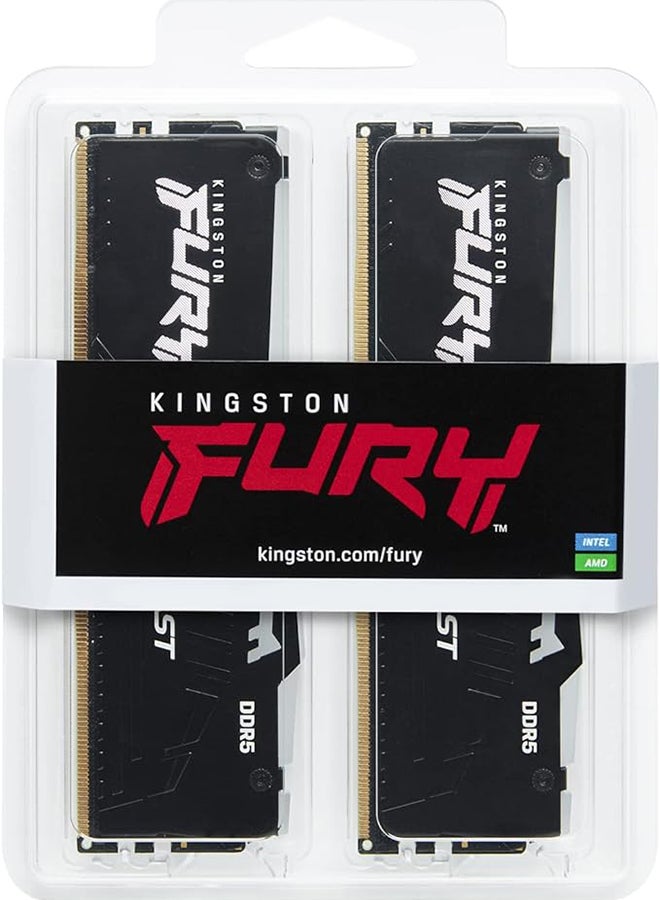 Fury Beast RGB 16GB DDR5 (2x 8GB) Desktop Memory, 5600MHz Speed, CL40 Cas Latency, 1.35V Voltage, 288 Pin, Dual Channel Kit, Non-ECC Unbuffered DIMM, Black | KF556C40BBAK2-16 16 GB