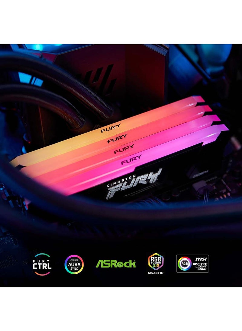 FURY Beast RGB 16GB 3200MT/s DDR4 CL16 DIMM (Kit of 2) Computer Memory KF432C16BB2AK2/16 Black