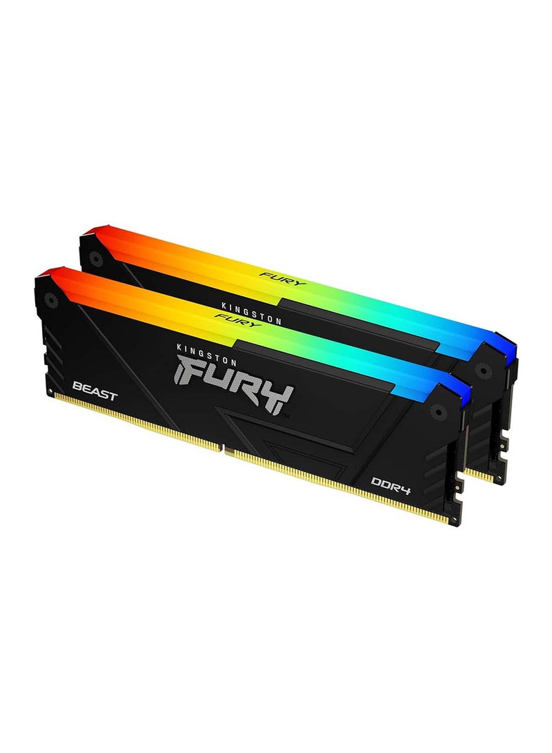 FURY Beast RGB 16GB 3200MT/s DDR4 CL16 DIMM (Kit of 2) Computer Memory KF432C16BB2AK2/16 Black