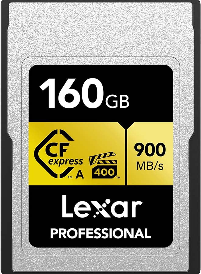 Professional 160GB CFexpress Type A Gold Series Memory Card, Up to 900MB/s Read, Cinema-Quality 8K Video, Rated VPG 400 (LCAGOLD160G-RNENG) 160 GB