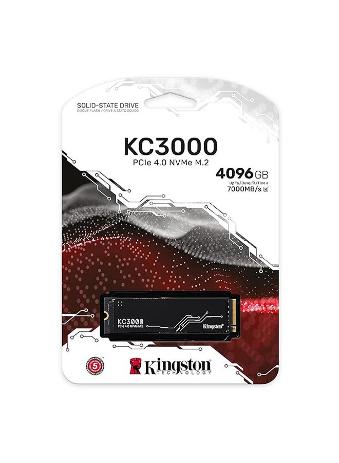 KC3000 4096GB M.2 2280 Internal SSD, Up to 7000MB/s Read &Write Speed, PCIe 4.0 x4 NVMe 3D TLC, 3.2PBW Terabytes, Heatsink, Low Profile, Black | SKC3000D/4096G 4 TB