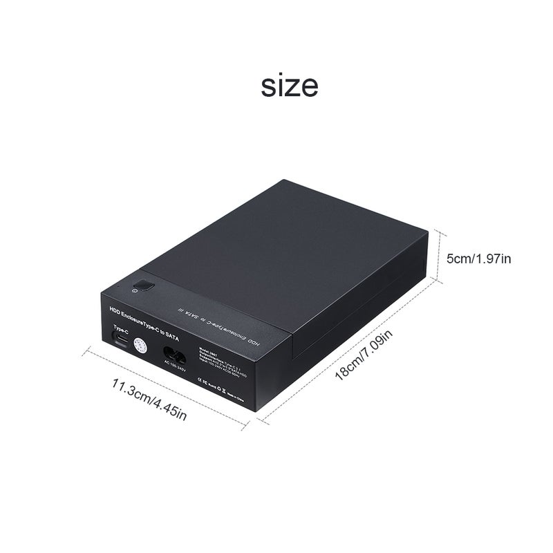 HDD Enclosure USB 3.1 Type-C to Docking Station Hard Drive Black