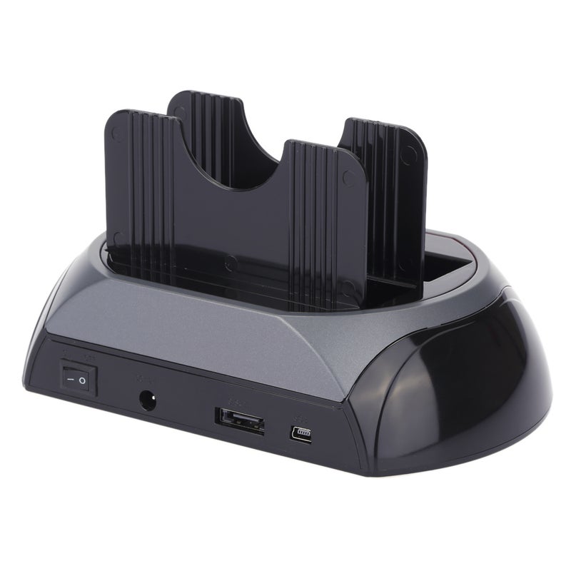 2-Dock Dual Bay Hard Drive Docking Card Reader Hub Black