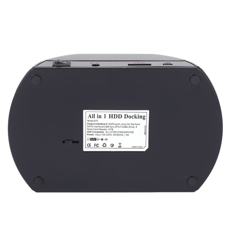 2-Dock Dual Bay Hard Drive Docking Card Reader Hub Black