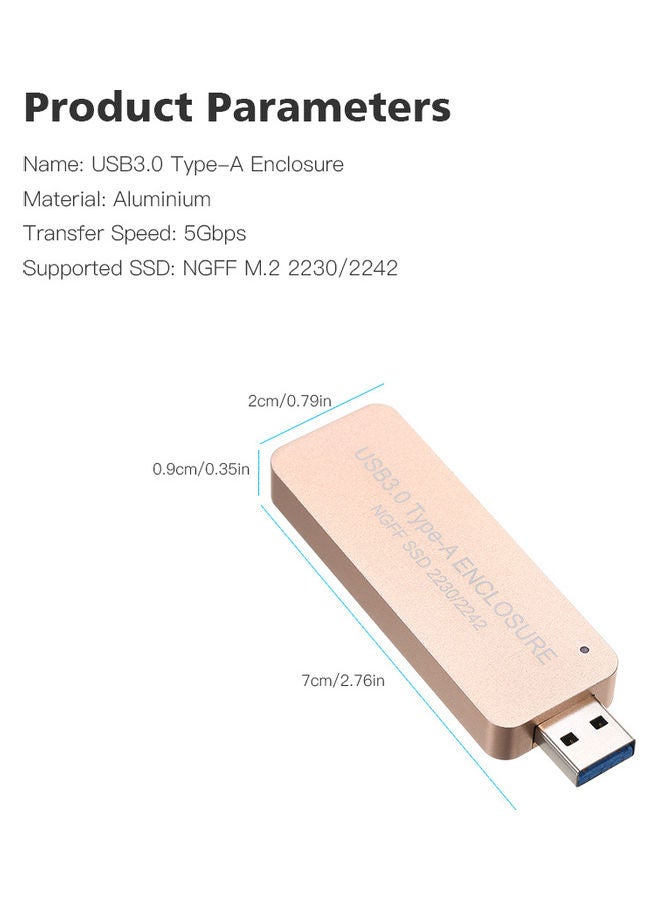 USB3.0 Type-A Enclosure Gold