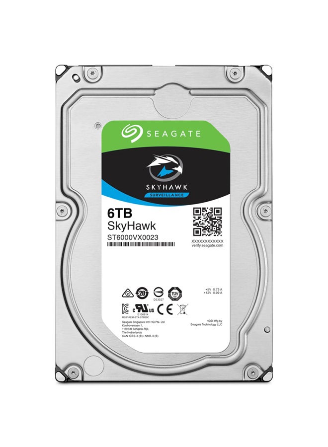 SkyHawk 6 TB internal Hard Drive HDD, for Video-Recording up to 64 Cameras, 3.5 Inch, 256 MB Cache, SATA 6 Gb/s, Modellnr.: ST6000VX001 6.0 TB