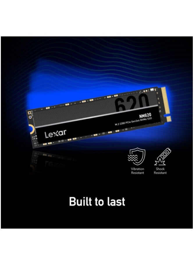 NM620 2 TB M.2 2280 Internal Solid State Drive, Up to 3500MB/s Read & 3000MB/s Write Speeds, 3D TLC NAND, 1.5 Million Hours MTBF, Shock & Vibration Resistance. Black | LNM620X002T-RNNNG 2 TB