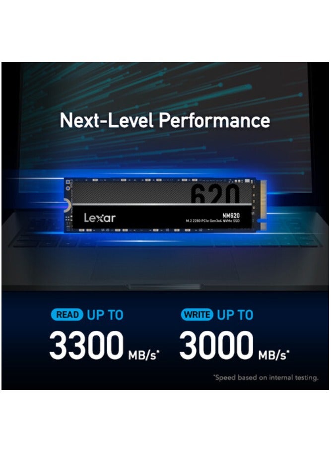 NM620 2 TB M.2 2280 Internal Solid State Drive, Up to 3500MB/s Read & 3000MB/s Write Speeds, 3D TLC NAND, 1.5 Million Hours MTBF, Shock & Vibration Resistance. Black | LNM620X002T-RNNNG 2 TB