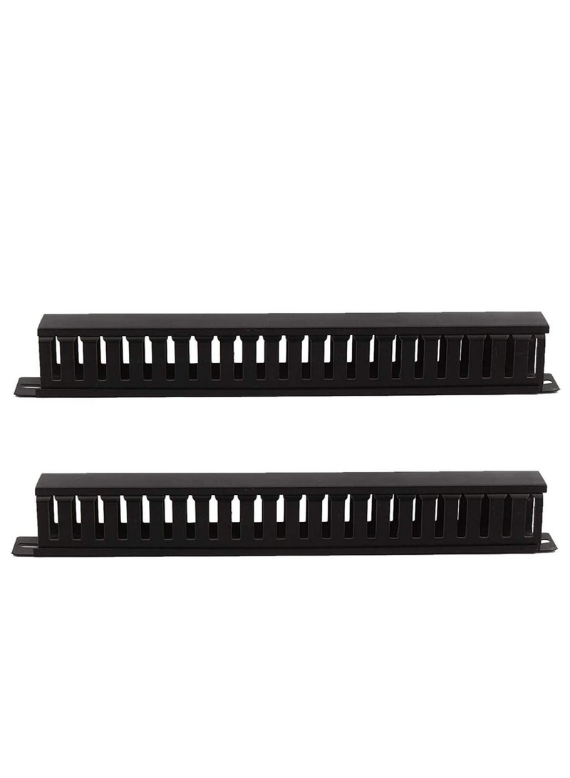 DKURVE 1U 24 Slot Rack Mount Horizontal Cable Manager Duct Raceway for 19 inch Server Rack