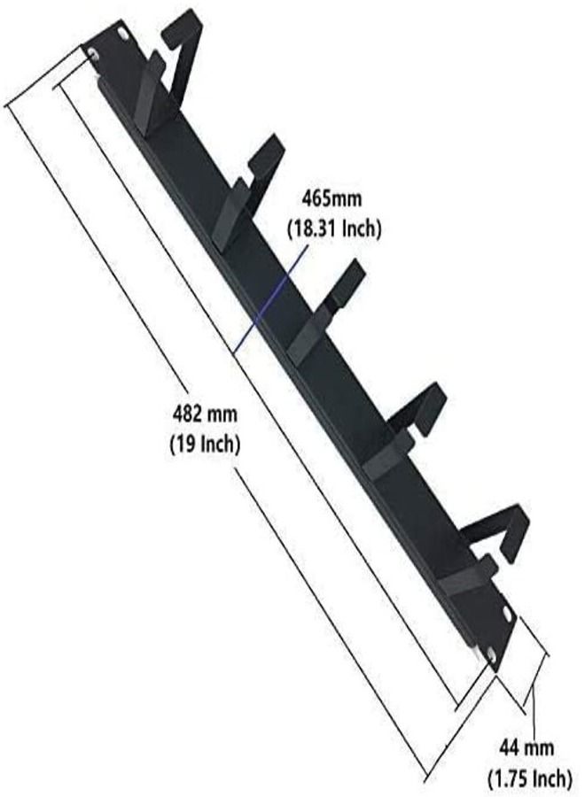 1U 5 D-Ring Cable Manager - 19 Inch Horizontal Rack Mount Metal 1 PIECES