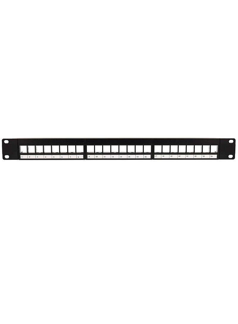 24-Port  1U Patch Panel Cat5, Cat5e, Cat6, Cat6A, UTP, 19 Rackmount Design With 24 Keystone Jack & Punch Down Tool