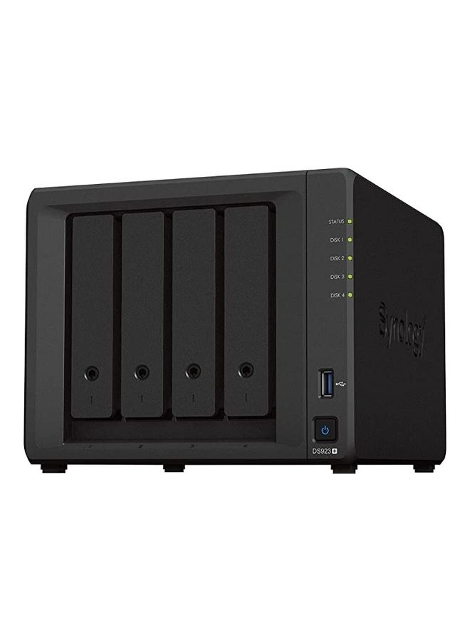 DS923+, Tower, 4-Bays 3.5 SATA HDD/SSD, 2 x M.2 2280 NVMe SSD slot,  AMD R1600 2-core 2.6 (base) 4 GB DR4 ECC Black