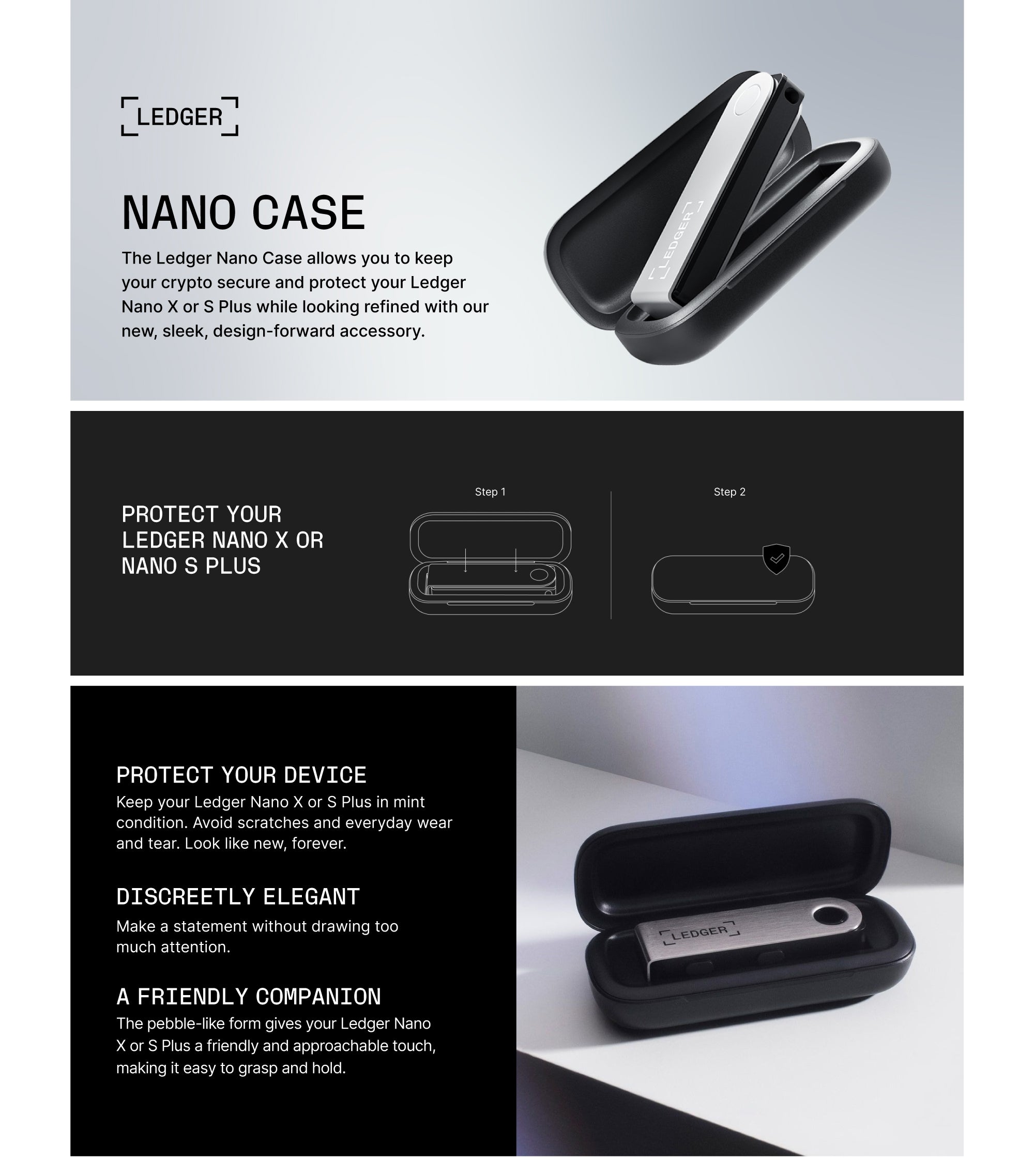 Nano X Case | Secure & Protective Storage Case for Ledger Nano X Hardware Wallet, Portable and Lightweight | Pebble Finish  - Black