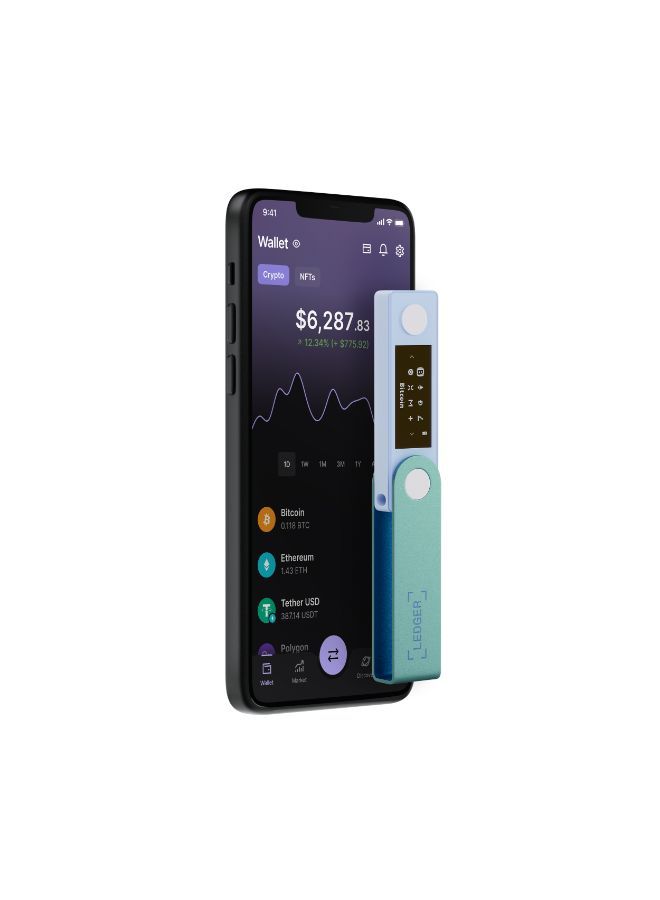 Nano X Hardware Wallet | Safest Crypto & NFT Cold Storage, Big Screen + Wireless Bluetooth & Type-C Connectivity, 5000+ Coins Supported, for iOS & Android, MacOS & Windows - Pastel Green