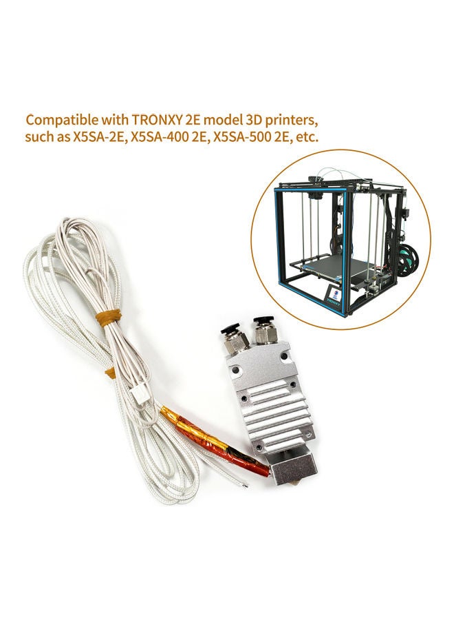 2 in 1 Out Dual Color Hotend Extruder Kit for TRONXY 2E Model 3D Printer Silver